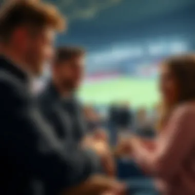 A community-focused illustration showing users discussing and sharing betting tips