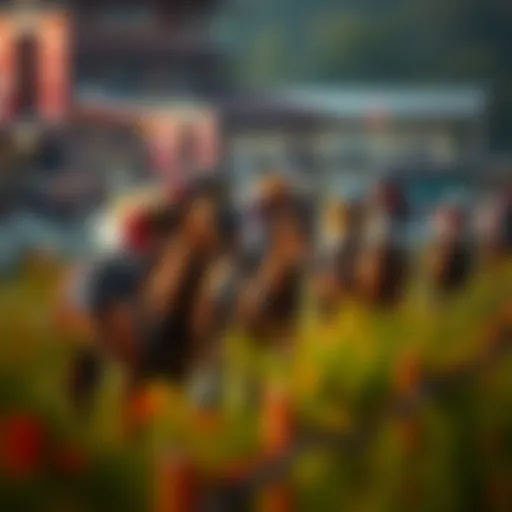 Traditional horse racing scene in Japan