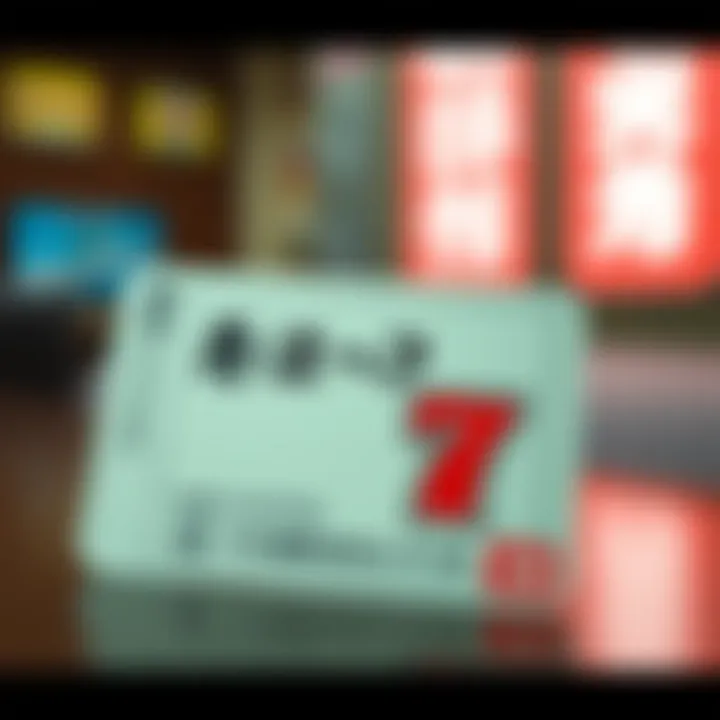 A close-up view of the Japanese Lotto 7 ticket showcasing its unique design