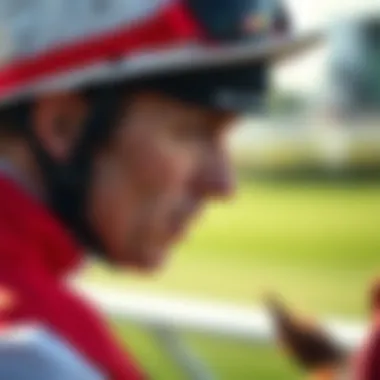 Jockey Strategizing Pre-Race Close-up of a jockey strategizing before the race