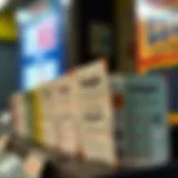 A detailed illustration of lottery ticket designs through the ages