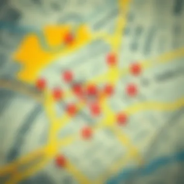 Map Highlighting Lottery Sales Points Map highlighting lottery sales points in a neighborhood