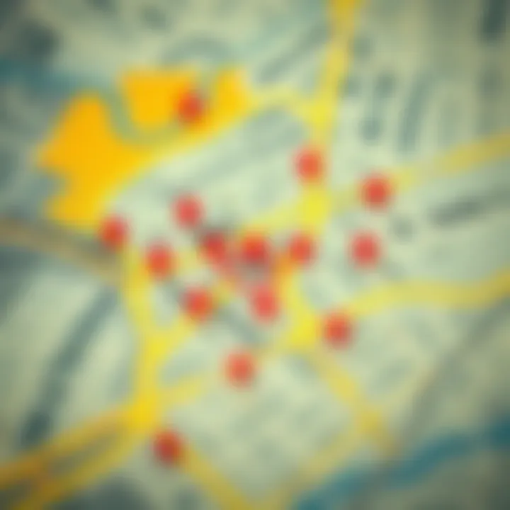 Map Highlighting Lottery Sales Points Map highlighting lottery sales points in a neighborhood