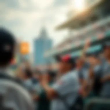 A vibrant scene of a baseball game in Seoul with enthusiastic fans.