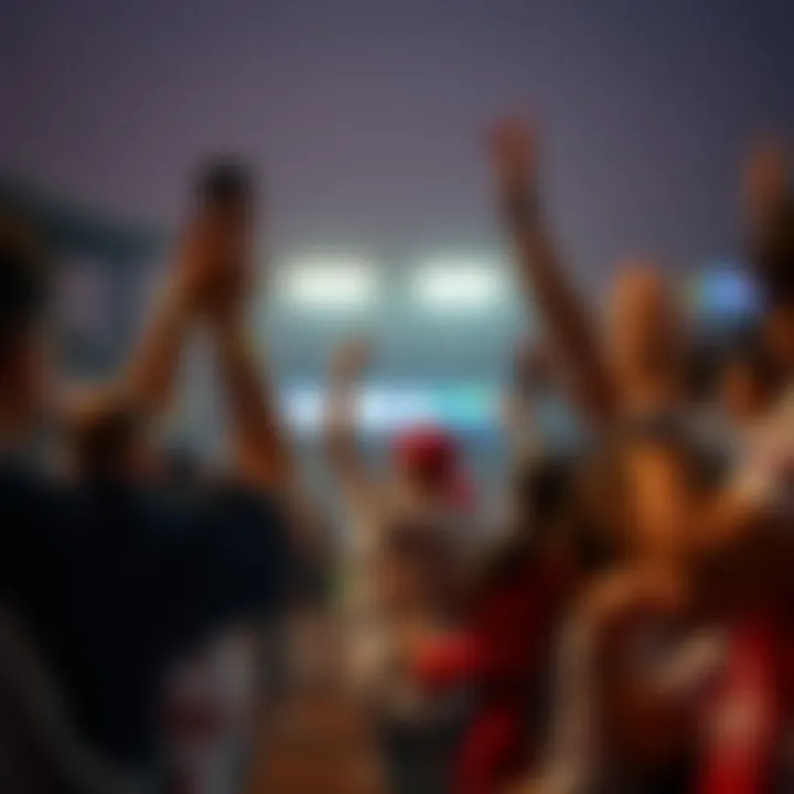 Fans celebrating a home run during a thrilling baseball match in Seoul.