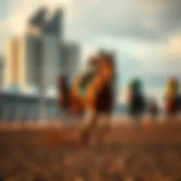 Thoroughbred racehorse sprinting on the track